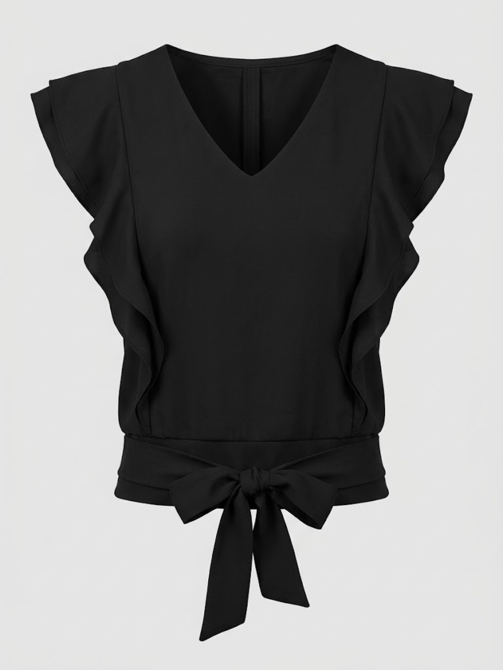 Chicwish Black Ruffle V-Neck Blouse